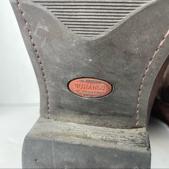 Men's Durango Brown Leather Steel Toe Western Cowboy Work Boots Size 8 D - Picture 12 of 15